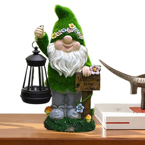 Gnomo da giardino solare, arredamento di gnomi per l'esterno - Gnomi di cortile solare con lanterna | Illuminazione e paesaggistici, sculture esterne e statue per terrazze, balconi, prato, portico ant