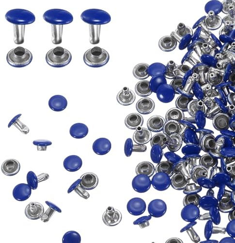 sourcing map 60 juegos de remaches de cuero de doble tapa, 6 x 6 mm, con tapa redonda, de metal, remaches de cuero para manualidades, cinturón de tela, collar de mascotas, reparación y decoración