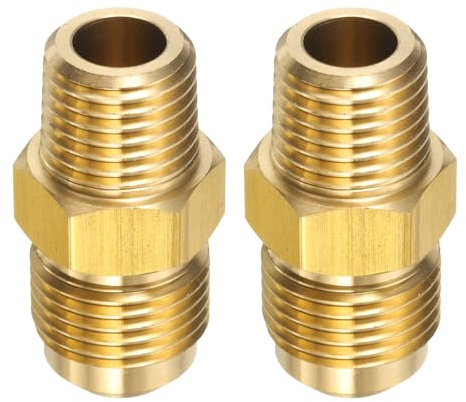 QUARKZMAN 2pcs Raccordi Tubo Flare in Ottone 3/8 OD x 1/4 NPT Ottone | Connettore Tubo, Maschio Mezzo Giunto Adattatore Gas Flare, per Sistemi Gas