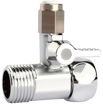 Adaptateur de raccordement d'eau en T - Robinet d'arrêt en forme de T - Adaptateur rapide - 1/2 x 1/2 x 1/4 - Raccord d'eau - Valve d'arrêt - Adaptateur de tuyau d'eau pour réfrigérateur - Filtre à