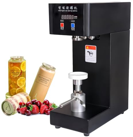 Automatic Can Sealing Machine,180W Electric Cup Sealer Machine with Counter & LCD Display, 5.5cm Dia & 14-21cm Height Tin Can Seaming Closing Capping Machine,Fruit Juice/Beer Can Sealer