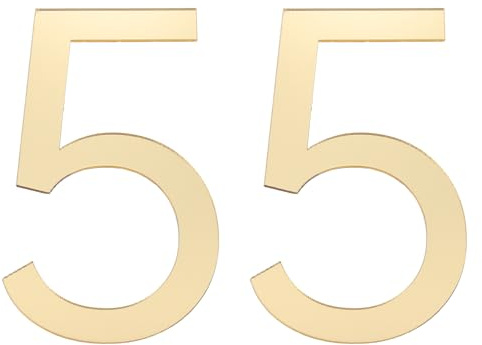 PATIKIL House Numbers, 2 Pcs 4 Inch Self-adhesive Acrylic Modern House Number for Outside Address Mailbox Door Farm House Office Apartments Hotel Room, Gold (5)