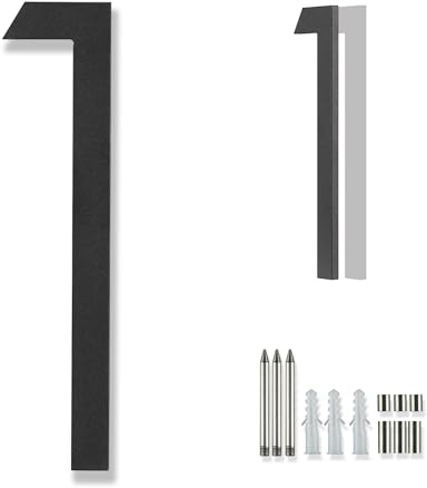 Modernt svart utomhus nummermetall 20 cm, 3D moderna siffror nummertavla Stor aluminium nummertavla 1