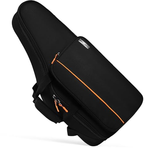 HIAKDOFT Saxophonkoffer mit Rucksackgurten für Altsaxophon Stoßfest 63X26,5X14cm Oxford Gewebe Schwarz