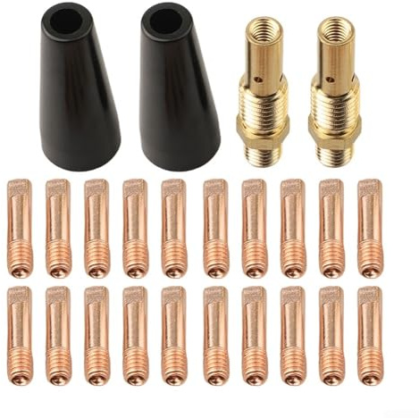 Essential Kit de 24 embouts de soudage avec buses sans gaz Flux Core et divers embouts de contact pour une performance optimale