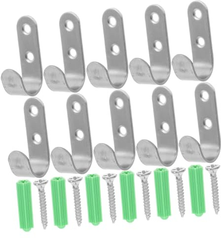 Mikinona 10 Sets Heavy Duty Trailer Tarp Hooks Wall-mounted Garage Storage Hangers for Car Cargo Net Garden Hose Camping Secure Fasteners