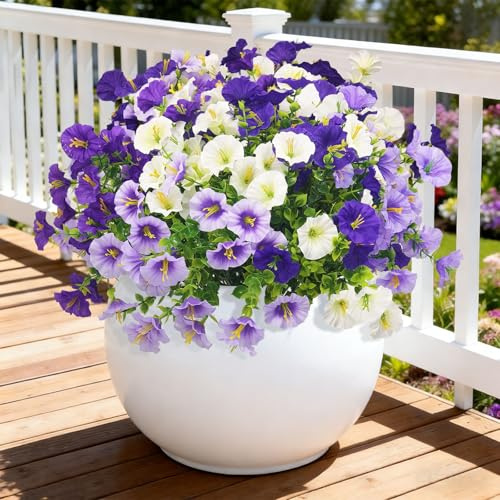 TINA Kunstblumen wie Echt, 8 Bündel Künstliche Blumen Balkonpflanzen Outdoor Wetterfest, Fake Blumenstrauß UV-beständig Frühlingsdeko Gefälschte Blumen Deko Frühling für Innen Draußen Balkon