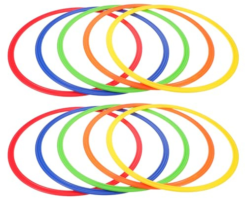 LOORGVEL Set 10 Anelli di Agilità in Plastica per Allenamento di velocità e Agilità nel Calcio Cerchi a Ostacoli Sportiva Attrezzatura Portatile per Allenamento su Campi e Palestre