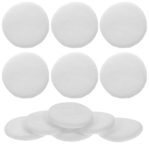 Lurrose 12pcs Houppettes de Maquillage en Coton Blanc, Éponge Arrondie Confortable et Portable, Accessoires Cosmétiques Application Précise Poudrier