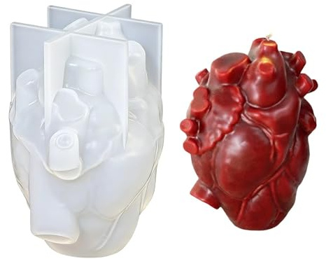 fayarrd Molde con forma de corazón anatómico humano, molde 3D para hacer en forma de corazón | de yeso, para manualidades de yeso, resina, chocolate y arcilla, estilo country y navideño