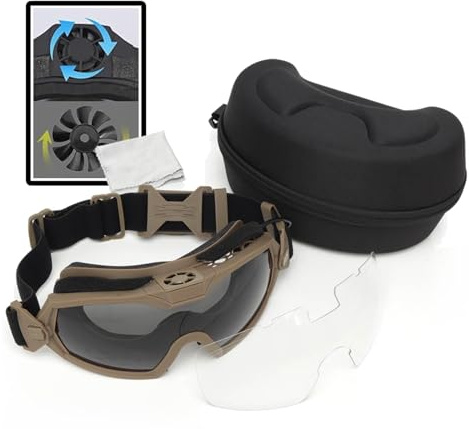 Airsoft-Schutzbrille, Anti-Beschlag, Mit Lüfter, 2 Austauschbare Linsen, Sicherheits-Augenschutz For Militär, Schießen, Jagd, Paintball