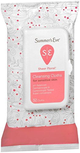 Summer's Eve Lingettes nettoyantes intimes pour femme Sheer Floral - Elimine les odeurs - Peau sensible - 32/paquet