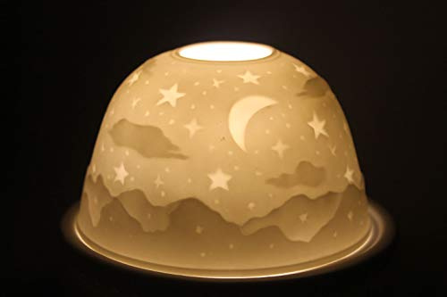 Erzgebirge Kerzenhalter 'Dome-Light' Sternenhimmel, Weiß, Porzellan, Glossy Finish, Casual Anlass, Tischplatte