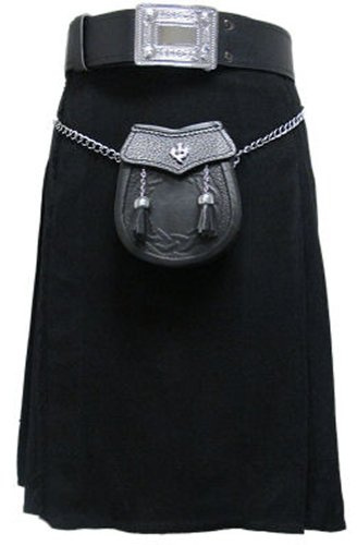 Tartanista bambino - Kilt tradizionale a tinta unita - Nero - UK20 (51cm)