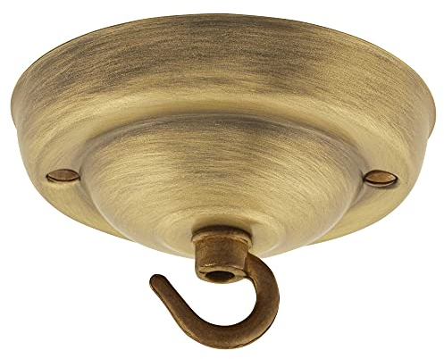 ElekTek Rosone da soffitto con gancio diametro 108 mm Finiture metallizzate colori verniciati a polvere per lampade a sospensione e lampadari Ottone Antico