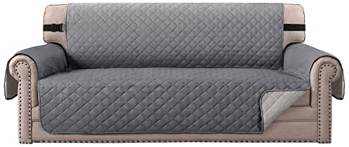 BellaHills Sofa Cover Water Resistant Sofa Cover 3 Seater Reversible Sofa Slipcovers Sofa Protectors from Cats Couch Covers with Non Slip Elastic Straps for Kids Pets (Sofa, Grey/Beige)