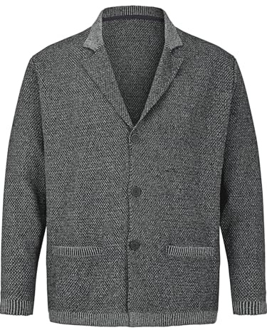 Jan Vanderstorm Herren Strickjacke Asger Nicht gefüttert | Sakko | Blazer | Cardigan aus elegant-dünnem Strick-Material | große Größen L-7XL dunkelgrau, 2XL (XXL) - 60/62