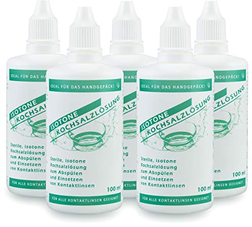 OPTOSOL 5er-Pack Sterile, isotone Kochsalzlösung für Kontaktlinsen, 5x100 ml