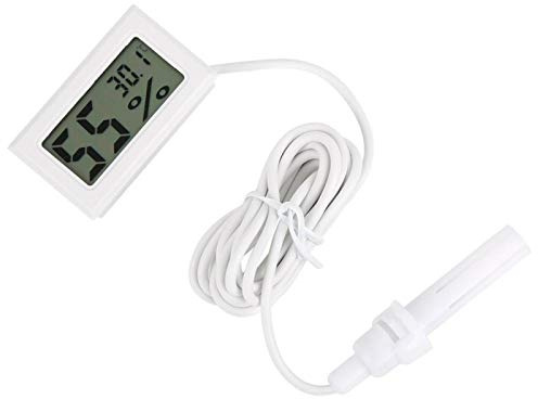 Termómetro digital Higrómetro, medidor electrónico de temperatura y humedad Medidor Pantalla LED de interior integrada Tipo Celsius con sonda(blanco)