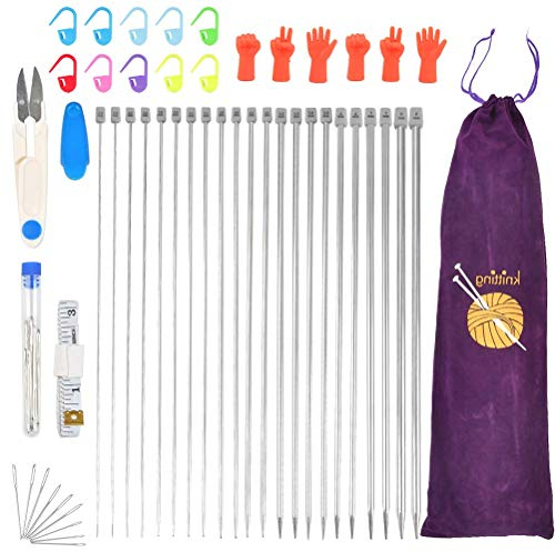 CENBEN 50-teiliges Stricknadel-Set aus Aluminiumlegierung, Stricknadeln, Stricksets für Bastelzubehör, Stricknadeln für Pullover, Jersey, Schal