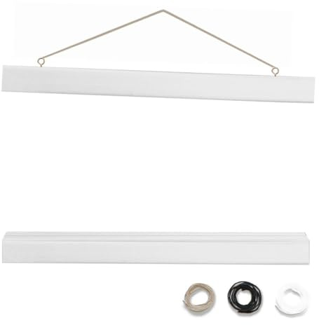 artissimo, PE6564-PL, magnetische Posterschiene für Bilder DinA2 hoch oder Poster 50x70cm, Breite 50cm, Posterleiste aus Echtholz weiß, Posterhalter, Posterhänger Holz, Klemmschiene Hanger Holder