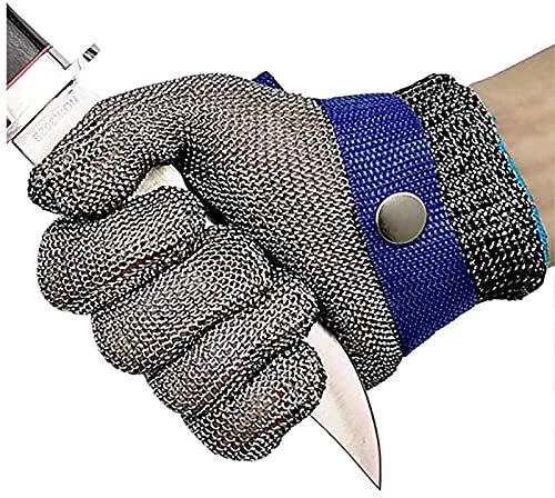 WXYZ Guantes Anticortes Guantes metálicos de Acero Inoxidable Resistentes al Corte, Guantes de Trabajo de Seguridad de protección de Nivel 5, para Manos a la Izquierda y Derecha (Size : Medium)