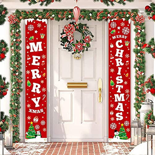 Merry Christmas New Year Decorations - Xmas Couplet Curtain Banner for Home Wall Porch Front Door Party Decor