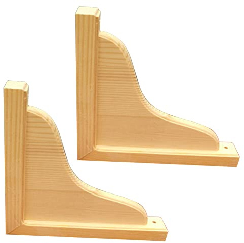 2 Stück Massivholz Regalhalterungen Wandmontage Holz Regalträger Dekorative Schwimmende Rechtwinklige Regalwinkel, mit Zubehör, Holzfarbe