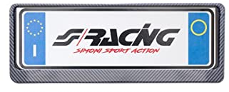 Simoni Racing PTX/ACL Portatarga Universale Anteriore, Supporto Targa Auto Standard EU - Piastra per Targhe Auto, Carbon Look