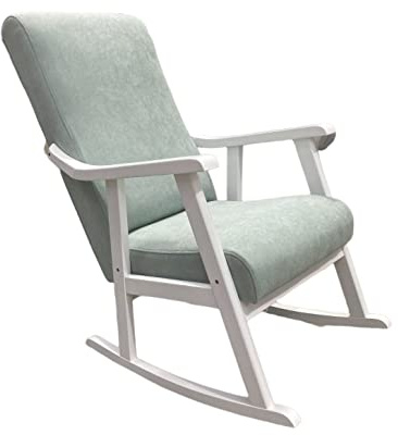 ECO SILLA Y DESCANSO Mecedora Mod. Torino. Sillon, balancin, Mecedora Especial Lactancia, Antimanchas, Madera Haya Maciza, Barnizado Fabricado en España (Verde/Blanco)