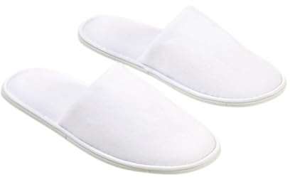 VIRSUS 100 Paia di Pantofole monouso CHIUSE in spugna sintetica colore Bianco, imbustate a coppia, suola Antiscivolo, taglia Unica, pattine donna uomo per Casa, Hotel, Spa