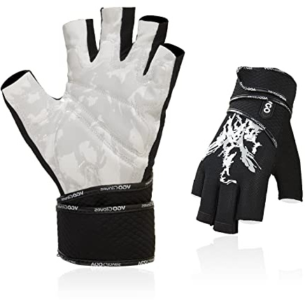 Vgo... Gants de fitness Gym Workout avec 18(45CM) poignet Wrap Straps, léger, Fingerless Gants d'haltérophilie pour l'exercice, haltérophilie, fitness, entraînement(AL0031,Noir,M,1Paire)
