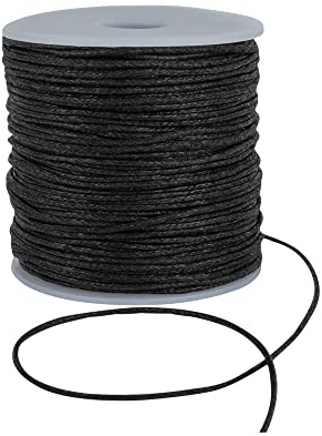 1mm Waxed Cord for Bracelet and Necklace Making - Durable Macrame Cord, Scoobies Strings, and Leather Necklace Cord - Perfect Bracelet String for Beads and Friendship Bracelets String - (Black,100m)