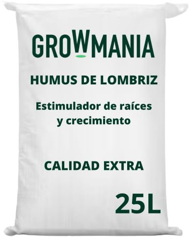 GROWMANIA Humus de Lombriz 25L para Plantas | Fertilizante Orgánico | Sustrato Universal Rico en Bionutrientes | Abono para Cultivos