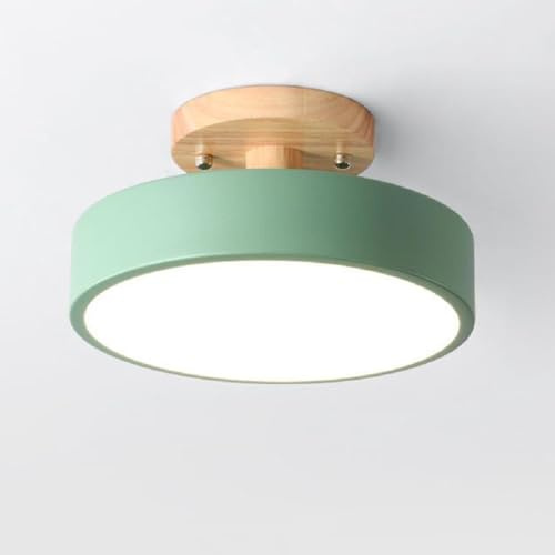 Plafonnier Luminaire Nordique LED, Plafonniers Led Modernes Ronds En Bois Intérieur Ø18cm IntéRieur 13W métal Pour d'enfant chambre à coucher Salon Cuisine Salle À Manger Couloir Bureau (vert(13W))