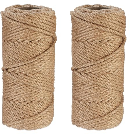 Relaxdays Spago di Iuta 5 mm, 2 Rotoli Juta 50 m ciascuno, Corda Ecosostenibile per Artigianato, Imballaggio, Marrone, 0.5 x 5000 x 0.5 cm