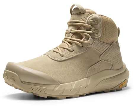 NORTIV 8 Stivali Lavoro Tattici Militari Impermeabili da Uomo in Pelle, Combattimento Leggeri Antiscivolo da Trekking Uomo,Size 43,Sabbia,SNMT246M