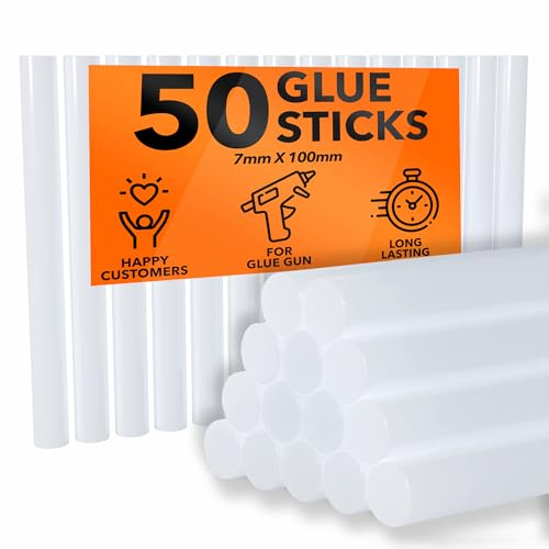 ZENO Hot Glue Sticks | Glue Sticks For Glue Gun | Hot Glue Gun Sticks | Adhesive Sticks Perfect for DIY Craft Projects and Sealing | 7mm x 100mm | 50 Count