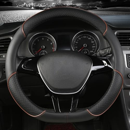 Auto Lenkradbezug für Dacia Sandero Ⅲ StepWay 2020 2021 2022-2023 2024+, Carbon Fiber Leder Anti Rutsch Atmungsaktiv Schweißabsorbierend Lenkradbezug Zubehör,D-Black Coffee