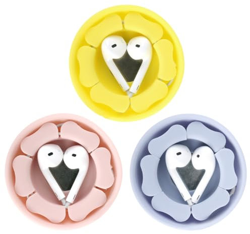 Earbuds Case Holder 3 Pack Magnetic MAIRUI Wired Earphone Cable Cord Winder Tangle-Free Headphone Headset Silicone Wrap Organizer