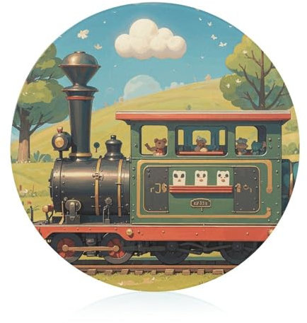 Schneideblock Dampf Little Train Glasschneidebretter Runde Schneidematte Tragbare Schneidematten für Küchenbedarf Leicht zu reinigen