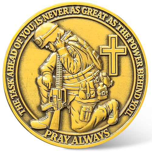 Military Prayer Challenge Coin - 'Be Strong and Courageous' Medallion with Biblical Inspiration