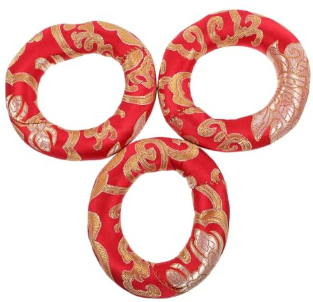 Levemolo Klangschalenkissen Stabilisiert und Fixiert 3 Stück Rot Rund aus Baumwollstoff die Klangschale für Meditation und Ritual