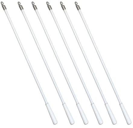 INCAUCA 43 cm Fiberglas-Jalousienstab mit Metallhaken, vertikaler Jalousien-Stab Ersatz, Jalousien-Neigungsstab, Fenster-Jalousien-Stab Ersatz, Jalousien-Drehstangen-Steuerung, Weiß, 6 Stück