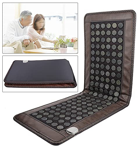 Far Infrared Heating Pad, 110V 100W Natural Jade Tourmaline Stones Heating Mat 20x 59 Electric Stone Heating Mattress for Neck and Full Back Pain Relief