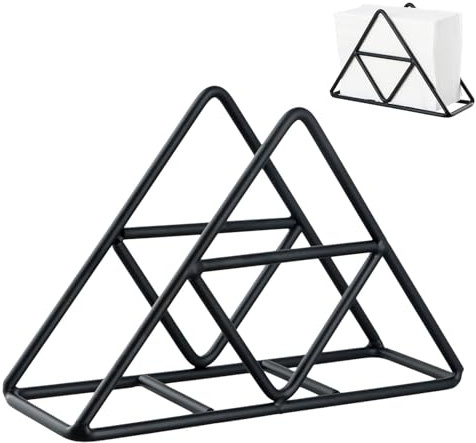 Dreieck Serviettenhalter Metall Serviettenständer Papier Serviettenhalter Serviettenaufbewahrung Veranstalter Küche Servietten Veranstalter für Küche, Tisch, Picknick (Schwarz)