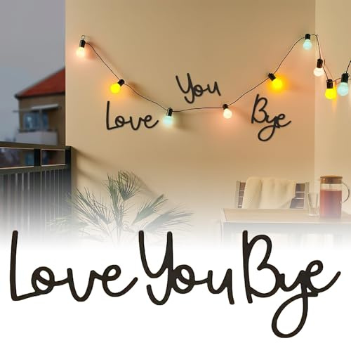 Love You Bye Above Door Signs, Home Decor Express Love and Warm for Your Family, Lovers Wall Art Decor Gift Black Modern Letter Sign for Living Room Hallway Entryway Door (Black)