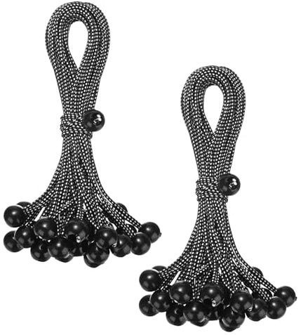 M METERXITY 50-Pack Ball Bungee Cords, 12 Inch High Elastic Canopy Tarp Tie Down Bungee Balls for Camping/Tent/Cargo Holding Wire Hoses/Patio Umbrellas/Shelter [Black White]