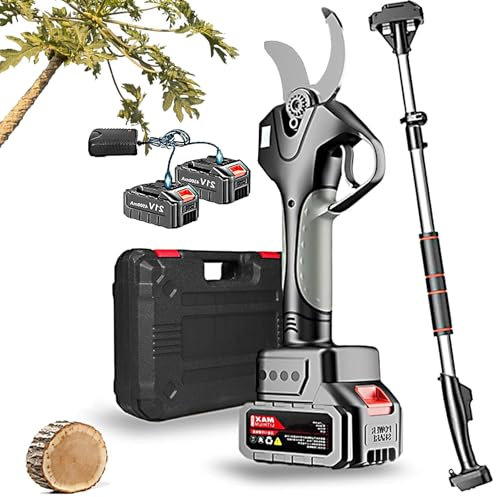 Tijeras De Podar EléCtricas, Tijeras De Podar EléCtricas Para JardíN De 50 Mm Con PéRtiga TelescóPica De 2,1 M, Tijeras De Podar De Largo Alcance Con Motor Sin Escobillas,Rod+Battery2
