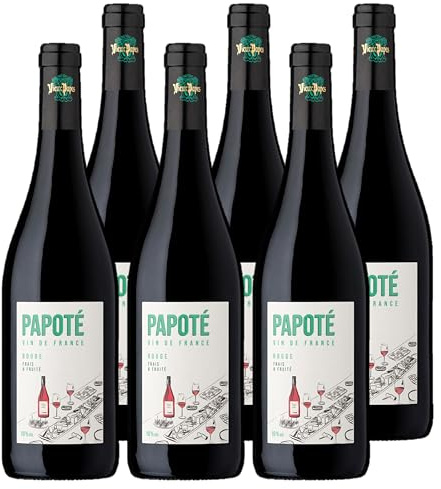 PAPOTÉ - Vin Rouge - Vin de France à 10% vol - Lot de 6 bouteilles x 75 cl
